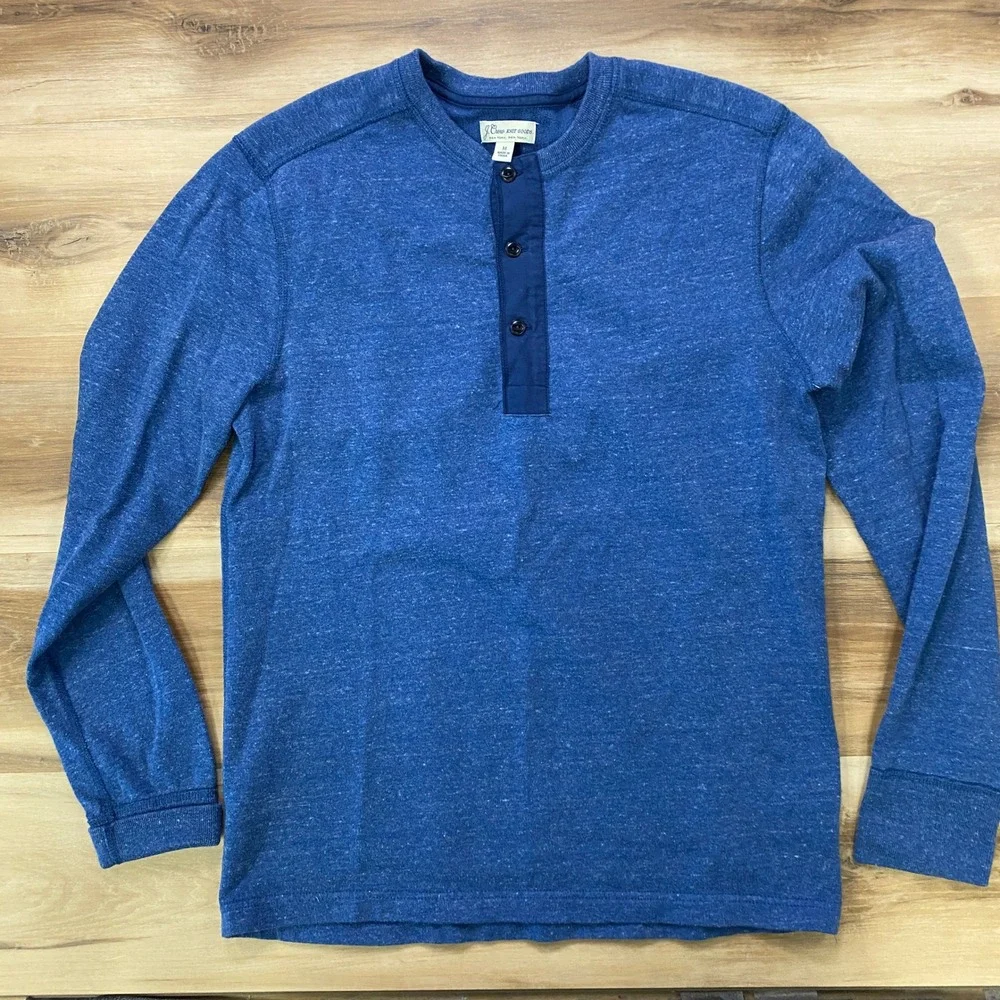 J. Crew Henley Shirt Size M Long Sleeve Lighweight Sweater Casual Blue Heathered